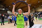 22 January 2022; Kieran Donaghy of Garvey's Tralee Warriors celebrates after the InsureMyHouse.ie Pat Duffy Men’s National Cup Final match between C&S Neptune, Cork, and Garvey's Warriors Tralee, Kerry, at National Basketball Arena in Tallaght, Dublin. Photo by Brendan Moran/Sportsfile