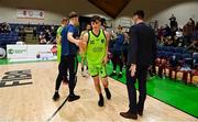 22 January 2022; Steven Bowler of Garvey's Tralee Warriors is introduced before the InsureMyHouse.ie Pat Duffy Men’s National Cup Final match between C&S Neptune, Cork, and Garvey's Warriors Tralee, Kerry, at National Basketball Arena in Tallaght, Dublin. Photo by Brendan Moran/Sportsfile