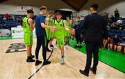 22 January 2022; James Fernane of Garvey's Tralee Warriors is introduced before the InsureMyHouse.ie Pat Duffy Men’s National Cup Final match between C&S Neptune, Cork, and Garvey's Warriors Tralee, Kerry, at National Basketball Arena in Tallaght, Dublin. Photo by Brendan Moran/Sportsfile