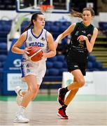 23 January 2022; Sarah Hickey of Waterford Wildcats in action against Lisa Blaney of Portlaoise Panthers during the InsureMyHouse.ie U20 Women's National Cup Final match between Portlaoise Panthers, Laois, and Waterford Wildcats, Waterford, at National Basketball Arena in Tallaght, Dublin. Photo by Brendan Moran/Sportsfile