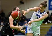 23 January 2022; Anna Grogan of Waterford Wildcats in action against Sarah Flemming of Portlaoise Panthers during the InsureMyHouse.ie U20 Women's National Cup Final match between Portlaoise Panthers, Laois, and Waterford Wildcats, Waterford, at National Basketball Arena in Tallaght, Dublin. Photo by Brendan Moran/Sportsfile