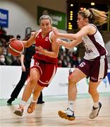 23 January 2022; Lynn Tunnah of Griffith College Templeogue in action against Alison Blaney of NUIG Mystics during the InsureMyHouse.ie Women’s Division One National Cup Final match between Griffith College Templeogue, Dublin, and NUIG Mystics, Galway, at National Basketball Arena in Tallaght, Dublin. Photo by Brendan Moran/Sportsfile