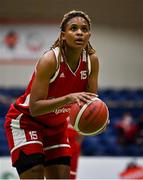 23 January 2022; Jah-Leah Ellis of Griffith College Templeogue during the InsureMyHouse.ie Women’s Division One National Cup Final match between Griffith College Templeogue, Dublin, and NUIG Mystics, Galway, at National Basketball Arena in Tallaght, Dublin. Photo by Brendan Moran/Sportsfile