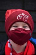 23 January 2022; Munster supporter Leo O'Sullivan, age 9, from Mallow in Cork outside the stadium before the Heineken Champions Cup Pool B match between Munster and Wasps at Thomond Park in Limerick. Photo by Piaras Ó Mídheach/Sportsfile