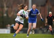 23 January 2022; Kate Sullivan of St Sylvester's in action against Corinne Breen of Kinawley Brian Boru's during the 2021 currentaccount.ie All-Ireland Ladies Intermediate Club Football Championship Semi-Final match between St Sylvester's, Dublin and Kinawley Brian Boru's, Fermanagh at St Sylvester's GAA Club in Dublin. Photo by Daire Brennan/Sportsfile