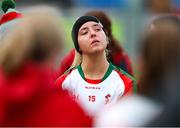 23 January 2022; Becca Conway of St Brendan's dejected after the 2021 currentaccount.ie All-Ireland Ladies Junior Club Football Championship Semi-Final match between Mullinahone, Tipperary and St Brendan's, Galway at John Lockes GAA Club in Callan, Kilkenny. Photo by Michael P Ryan/Sportsfile