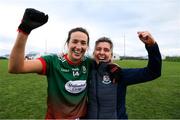 23 January 2022; Denise Gaule and Eimear Horan of Mullinahone celebrate after the 2021 currentaccount.ie All-Ireland Ladies Junior Club Football Championship Semi-Final match between Mullinahone, Tipperary and St Brendan's, Galway at John Lockes GAA Club in Callan, Kilkenny. Photo by Michael P Ryan/Sportsfile