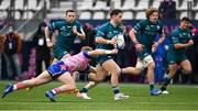 23 January 2022; Caolin Blade of Connacht is tackled by James Hall of Stade Francais Paris during the Heineken Champions Cup Pool A match between Stade Francais Paris and Connacht at Stade Jean Bouin in Paris, France. Photo by Seb Daly/Sportsfile