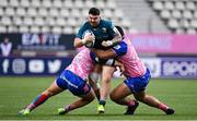 23 January 2022; Sammy Arnold of Connacht is tackled by Lucas da Silva, left, and Moses Alo-Emile of Stade Francais Paris during the Heineken Champions Cup Pool A match between Stade Francais Paris and Connacht at Stade Jean Bouin in Paris, France. Photo by Seb Daly/Sportsfile