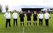 23 January 2022; Referee Eamon Moran and his officials before the 2021 currentaccount.ie All-Ireland Ladies Junior Club Football Championship Semi-Final match between Mullinahone, Tipperary and St Brendan's, Galway at John Lockes GAA Club in Callan, Kilkenny. Photo by Michael P Ryan/Sportsfile