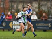 23 January 2022; Sophie McGlynn of St Sylvester's in action against Kate Murphy of Kinawley Brian Boru's during the 2021 currentaccount.ie All-Ireland Ladies Intermediate Club Football Championship Semi-Final match between St Sylvester's, Dublin and Kinawley Brian Boru's, Fermanagh at St Sylvester's GAA Club in Dublin. Photo by Daire Brennan/Sportsfile