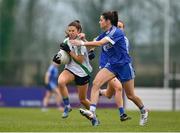 23 January 2022; Kate Sullivan of St Sylvester's in action against Róisín O'Reilly of Kinawley Brian Boru's during the 2021 currentaccount.ie All-Ireland Ladies Intermediate Club Football Championship Semi-Final match between St Sylvester's, Dublin and Kinawley Brian Boru's, Fermanagh at St Sylvester's GAA Club in Dublin. Photo by Daire Brennan/Sportsfile