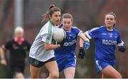 23 January 2022; Kate Sullivan of St Sylvester's in action against Corinne Breen of Kinawley Brian Boru's during the 2021 currentaccount.ie All-Ireland Ladies Intermediate Club Football Championship Semi-Final match between St Sylvester's, Dublin and Kinawley Brian Boru's, Fermanagh at St Sylvester's GAA Club in Dublin. Photo by Daire Brennan/Sportsfile