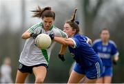 23 January 2022; Kate Sullivan of St Sylvester's in action against Eimear Keenan of Kinawley Brian Boru's during the 2021 currentaccount.ie All-Ireland Ladies Intermediate Club Football Championship Semi-Final match between St Sylvester's, Dublin and Kinawley Brian Boru's, Fermanagh at St Sylvester's GAA Club in Dublin. Photo by Daire Brennan/Sportsfile