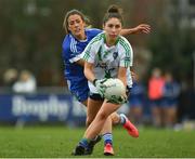 23 January 2022; Clíona Fitzpatrick of St Sylvester's in action against Joanne Doonan of Kinawley Brian Boru's during the 2021 currentaccount.ie All-Ireland Ladies Intermediate Club Football Championship Semi-Final match between St Sylvester's, Dublin and Kinawley Brian Boru's, Fermanagh at St Sylvester's GAA Club in Dublin. Photo by Daire Brennan/Sportsfile