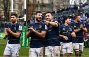 22 January 2022; Leinster players including Caelan Doris and Jack Conan of Leinster after their side's victory in the Heineken Champions Cup Pool A match between Bath and Leinster at The Recreation Ground in Bath, England. Photo by Harry Murphy/Sportsfile