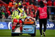 23 January 2022; Thomas Young of Wasps leaves the field on to a medical cart after sustaining an injury during the Heineken Champions Cup Pool B match between Munster and Wasps at Thomond Park in Limerick. Photo by Sam Barnes/Sportsfile