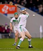 23 January 2022; TJ Reid of Ballyhale Shamrocks shoots to score his side's first goal, from a penalty, during the AIB GAA Hurling All-Ireland Senior Club Championship Semi-Final match between St Thomas, Galway and Ballyhale Shamrocks, Kilkenny at Semple Stadium in Thurles, Tipperary. Photo by Ramsey Cardy/Sportsfile
