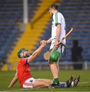 23 January 2022; Fintan Burke of St Thomas and Joey Holden of Ballyhale Shamrocks after the AIB GAA Hurling All-Ireland Senior Club Championship Semi-Final match between St Thomas, Galway and Ballyhale Shamrocks, Kilkenny at Semple Stadium in Thurles, Tipperary. Photo by Ramsey Cardy/Sportsfile