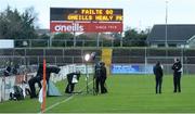 22 January 2022; A general view of TG4 sideline cameras with analysts Mark Harte and Jarleth Burns before the Dr McKenna Cup Final match between Donegal and Monaghan at O'Neill's Healy Park in Omagh, Tyrone. Photo by Oliver McVeigh/Sportsfile