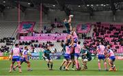 23 January 2022; Oisín Dowling of Connacht takes possession in a lineout ahead of Ryan Chapuis of Stade Francais Paris during the Heineken Champions Cup Pool A match between Stade Francais Paris and Connacht at Stade Jean Bouin in Paris, France. Photo by Seb Daly/Sportsfile