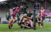23 January 2022; Niall Murray of Connacht scores his side's second try, which was subsequently disallowed, during the Heineken Champions Cup Pool A match between Stade Francais Paris and Connacht at Stade Jean Bouin in Paris, France. Photo by Seb Daly/Sportsfile
