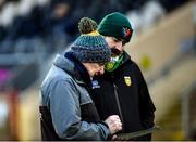 22 January 2022; Donegal manager Declan Bonner along with Dr Ciaran Kearney team psycologist before the Dr McKenna Cup Final match between Donegal and Monaghan at O'Neill's Healy Park in Omagh, Tyrone. Photo by Oliver McVeigh/Sportsfile