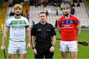 23 January 2022; Referee Rory McGann with team captains Colin Fennelly of Ballyhale Shamrocks and Conor Cooney of St Thomas during the AIB GAA Hurling All-Ireland Senior Club Championship Semi-Final match between St Thomas, Galway and Ballyhale Shamrocks, Kilkenny at Semple Stadium in Thurles, Tipperary. Photo by Ramsey Cardy/Sportsfile