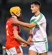 23 January 2022; Brian Butler of Ballyhale Shamrocks and Cian Mahony of St Thomas after the AIB GAA Hurling All-Ireland Senior Club Championship Semi-Final match between St Thomas, Galway and Ballyhale Shamrocks, Kilkenny at Semple Stadium in Thurles, Tipperary. Photo by Ramsey Cardy/Sportsfile
