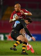 23 January 2022; Simon Zebo of Munster in action against Rob Miller of Wasps during the Heineken Champions Cup Pool B match between Munster and Wasps at Thomond Park in Limerick. Photo by Sam Barnes/Sportsfile