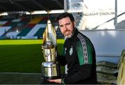 26 January 2022; Shamrock Rovers manager Stephen Bradley with his Dan McCaffrey Personality of the Year award during the SSE Airtricity / SWI Personality of the Year Awards 2021 at Tallaght Stadium in Dublin. Photo by Piaras Ó Mídheach/Sportsfile