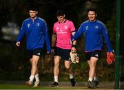 24 January 2022; Leinster players, from left, Harry Byrne, Cormac Foley and Peter Dooley during Leinster Rugby squad training at UCD in Dublin. Photo by Harry Murphy/Sportsfile