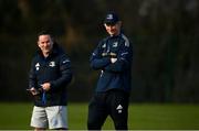 24 January 2022; Head coach Leo Cullen, right, with head of athletic performance Charlie Higgins during Leinster Rugby squad training at UCD in Dublin. Photo by Harry Murphy/Sportsfile