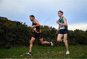 22 January 2022; Sergiu Ciobanu of Clonliffe Harriers AC, left, and Donal Devane of Ireland during the World Athletics Northern Ireland International Cross Country at Billy Neill MBE Country Park in Belfast. Photo by Ramsey Cardy/Sportsfile
