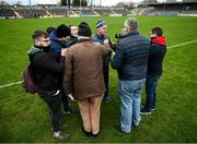 23 January 2022; Limerick manager John Kiely speaking to the press corp after the 2022 Co-op Superstores Munster Hurling Cup Final match between Limerick and Clare at Cusack Park in Ennis, Clare. Photo by Ray McManus/Sportsfile