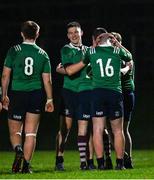 24 January 2022; Conor Fahy of South East, centre, and teammates after their side's draw in the Bank of Ireland Leinster Rugby Shane Horgan Cup Round 5 match between South East and North Midlands at IT Carlow Sports Campus in Carlow. Photo by Harry Murphy/Sportsfile