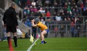 23 January 2022; David McInerney of Clare takes a line ball during the 2022 Co-op Superstores Munster Hurling Cup Final match between Limerick and Clare at Cusack Park in Ennis, Clare. Photo by Ray McManus/Sportsfile