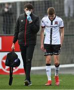25 January 2022; Daniel Kelly of Dundalk leaves the pitch with an injury during the pre-season friendly match between Dundalk and Bohemians at Oriel Park in Dundalk, Louth. Photo by Ramsey Cardy/Sportsfile