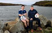 26 January 2022; The Allianz Football League was officially launched today. This is the 30th season that Allianz has sponsored the Allianz Leagues, making it one of the longest sponsorships in Irish sport. Pictured at the launch at Kilcar GAA Club is Donegal footballer Ryan McHugh, left, and his father and former Donegal footballer Martin McHugh who played in the first year of the Allianz sponsorship. Photo by Sam Barnes/Sportsfile