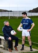 26 January 2022; The Allianz Football League was officially launched today. This is the 30th season that Allianz has sponsored the Allianz Leagues, making it one of the longest sponsorships in Irish sport. Pictured at the launch at Kilcar GAA Club is Donegal footballer Ryan McHugh, right, and his father and former Donegal footballer Martin McHugh who played in the first year of the Allianz sponsorship. Photo by Sam Barnes/Sportsfile