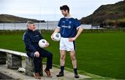 26 January 2022; The Allianz Football League was officially launched today. This is the 30th season that Allianz has sponsored the Allianz Leagues, making it one of the longest sponsorships in Irish sport. Pictured at the launch at Kilcar GAA Club is Donegal footballer Ryan McHugh, right, and his father and former Donegal footballer Martin McHugh who played in the first year of the Allianz sponsorship. Photo by Sam Barnes/Sportsfile