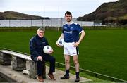 26 January 2022; The Allianz Football League was officially launched today. This is the 30th season that Allianz has sponsored the Allianz Leagues, making it one of the longest sponsorships in Irish sport. Pictured at the launch at Kilcar GAA Club is Donegal footballer Ryan McHugh, right, and his father and former Donegal footballer Martin McHugh who played in the first year of the Allianz sponsorship. Photo by Sam Barnes/Sportsfile