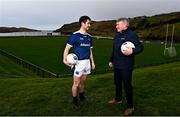 26 January 2022; The Allianz Football League was officially launched today. This is the 30th season that Allianz has sponsored the Allianz Leagues, making it one of the longest sponsorships in Irish sport. Pictured at the launch at Kilcar GAA Club is Donegal footballer Ryan McHugh, left, and his father and former Donegal footballer Martin McHugh who played in the first year of the Allianz sponsorship. Photo by Sam Barnes/Sportsfile
