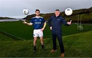 26 January 2022; The Allianz Football League was officially launched today. This is the 30th season that Allianz has sponsored the Allianz Leagues, making it one of the longest sponsorships in Irish sport. Pictured at the launch at Kilcar GAA Club is Donegal footballer Ryan McHugh, left, and his father and former Donegal footballer Martin McHugh who played in the first year of the Allianz sponsorship. Photo by Sam Barnes/Sportsfile