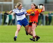 22 January 2022; Anna Tuohy of Castlebar Mitchels in action against Elizabeth Twomey of Castleisland Desmonds  during the 2021 currentaccount.ie All-Ireland Ladies Intermediate Club Football Championship Semi-Final match between Castlebar Mitchels, Mayo and Castleisland Desmonds, Kerry at Páirc Josie Munnelly in Castlebar, Mayo. Photo by Michael P Ryan/Sportsfile