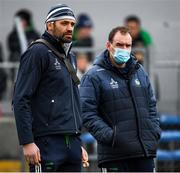 23 January 2022; Chartered Physiotherapist Mark Melbourne, left, and Dr James Ryan before the 2022 Co-op Superstores Munster Hurling Cup Final match between Limerick and Clare at Cusack Park in Ennis, Clare. Photo by Ray McManus/Sportsfile