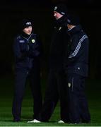 12 January 2022; Kerry coach Paddy Tally, left, with selector Micheál Quirke and manager Jack O'Connor before the McGrath Cup Group B match between Tipperary and Kerry at Moyne Templetuohy GAA Club in Templetuohy, Tipperary. Photo by Brendan Moran/Sportsfile
