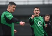 26 January 2022; James Hume, right, and Jonathan Sexton during Ireland Rugby squad training at IRFU HPC at the Sport Ireland Campus in Dublin. Photo by David Fitzgerald/Sportsfile