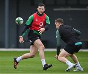 26 January 2022; Robbie Henshaw, left, an dGarry Ringrose during Ireland Rugby squad training at IRFU HPC at the Sport Ireland Campus in Dublin. Photo by Brendan Moran/Sportsfile