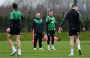 26 January 2022; Keith Earls, left, and Jonathan Sexton during Ireland Rugby squad training at IRFU HPC at the Sport Ireland Campus in Dublin. Photo by Brendan Moran/Sportsfile